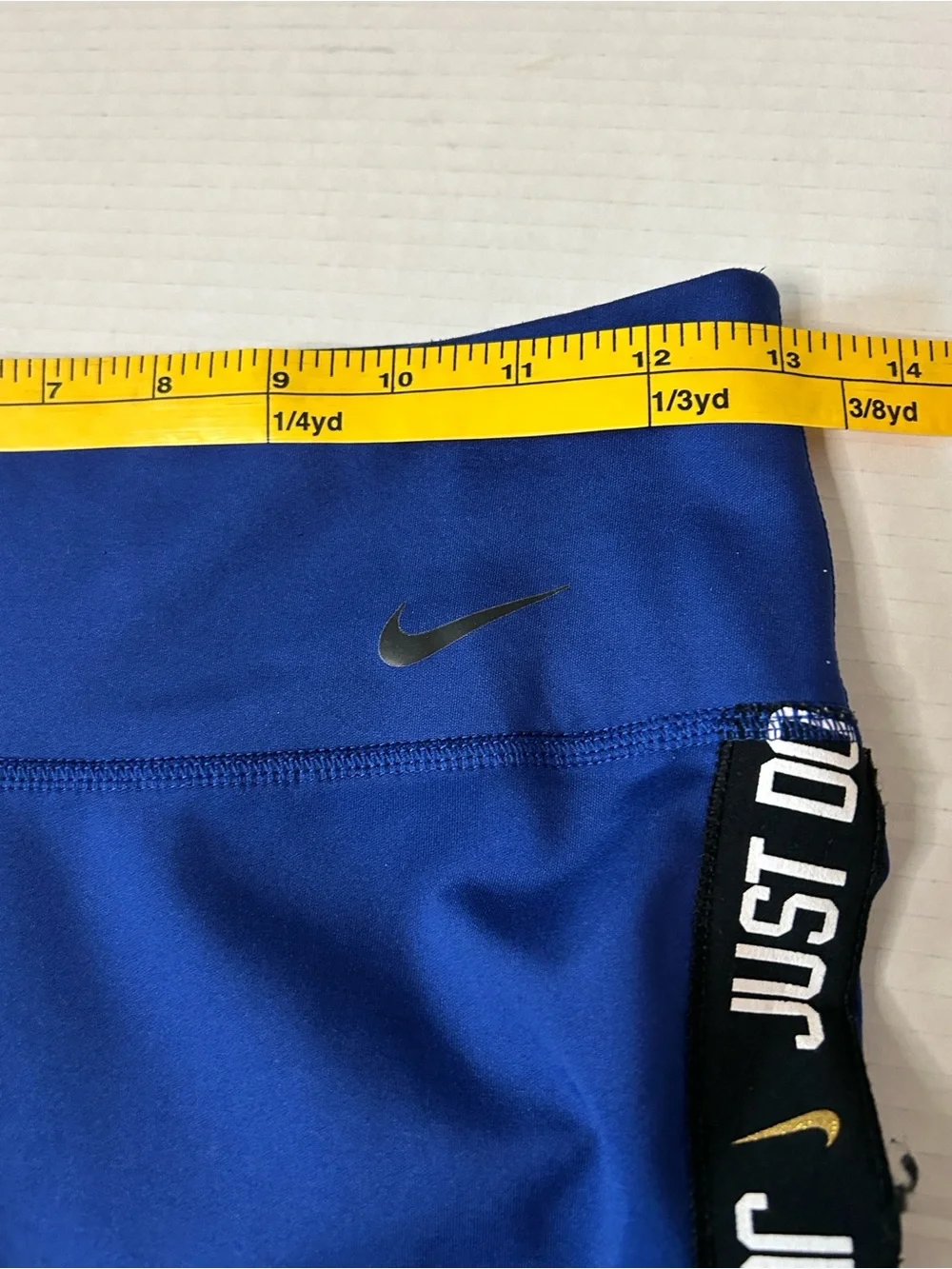 Nike One Icon Girls' Medium Royal Blue Athletic Leggings, Side 'Just Do It' Tape